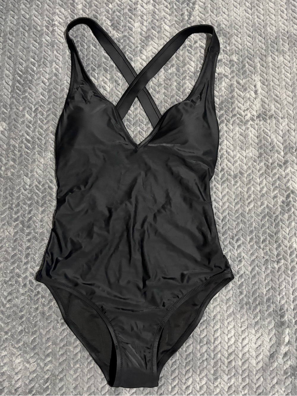J. Crew Black V-Neck Crisscross-Strap One-Piece Swimsuit